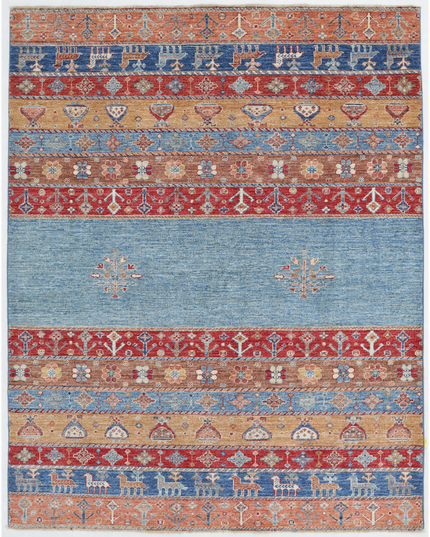 Hand Knotted Khurjeen Wool Rug 5' 1" X 6' 7"