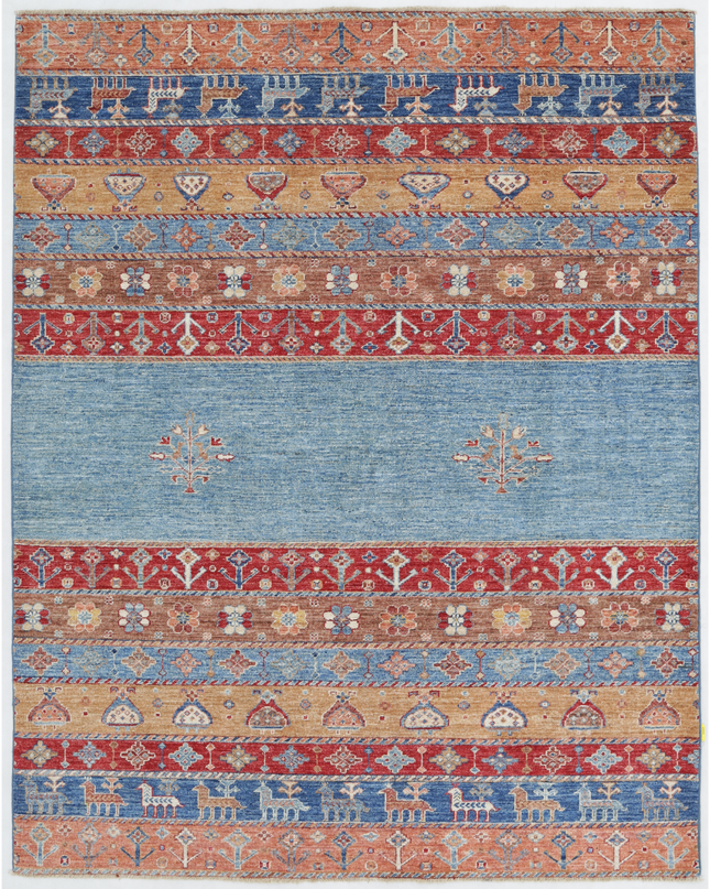Hand Knotted Khurjeen Wool Rug 5' 1" X 6' 7"