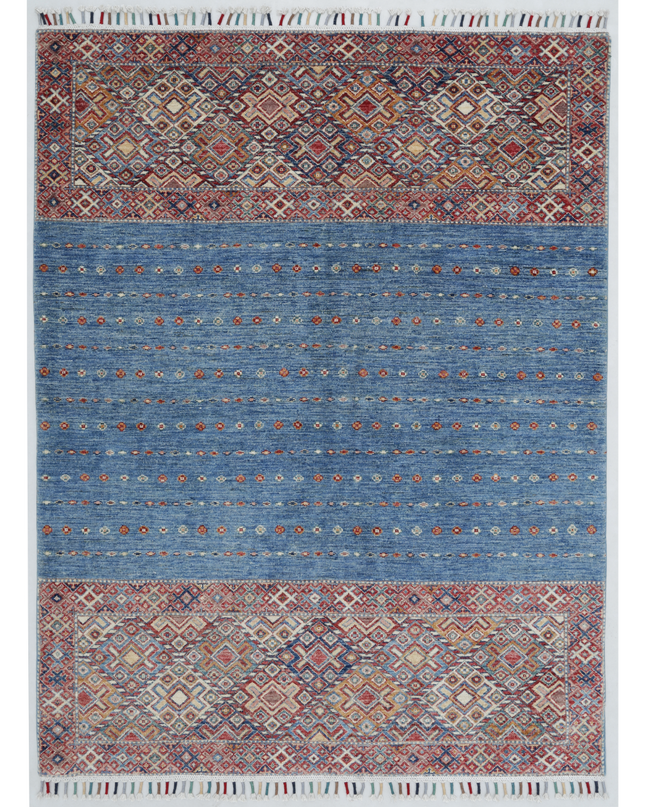 Hand Knotted Khurjeen Wool Rug 5' 0" X 6' 7"