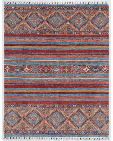 Hand Knotted Khurjeen Wool Rug 4' 9" X 6' 0"