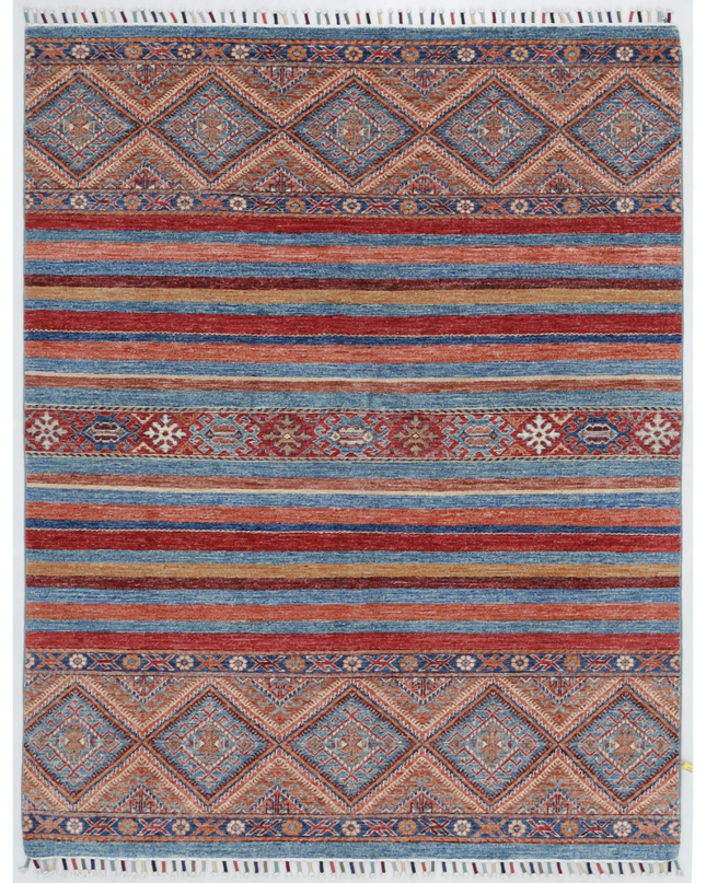 Hand Knotted Khurjeen Wool Rug 4' 9" X 6' 0"