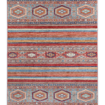 Hand Knotted Khurjeen Wool Rug 5' 0" X 6' 5"