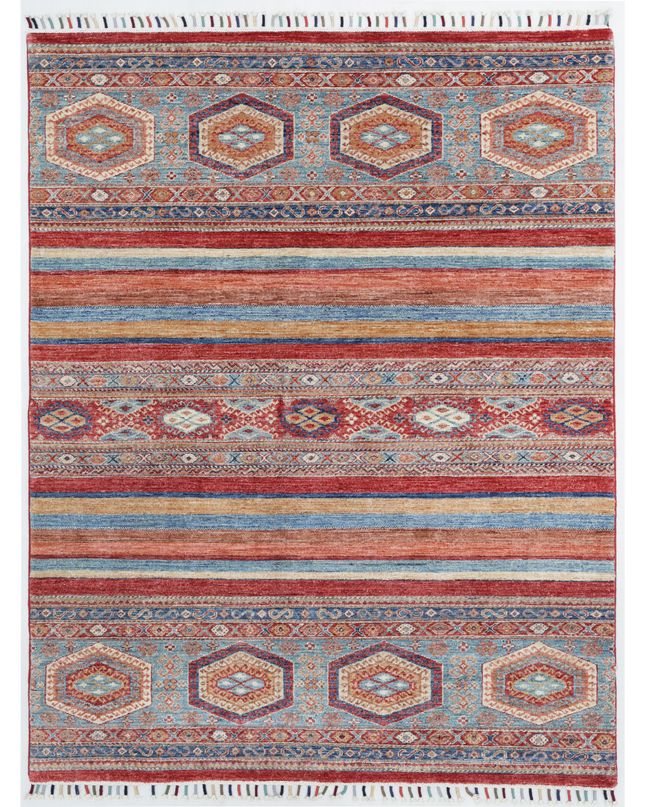 Hand Knotted Khurjeen Wool Rug 5' 0" X 6' 5"