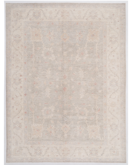Hand Knotted Oushak Wool Rug 9' 2" X 12' 3"
