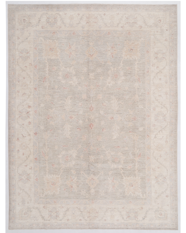 Hand Knotted Oushak Wool Rug 9' 2" X 12' 3"