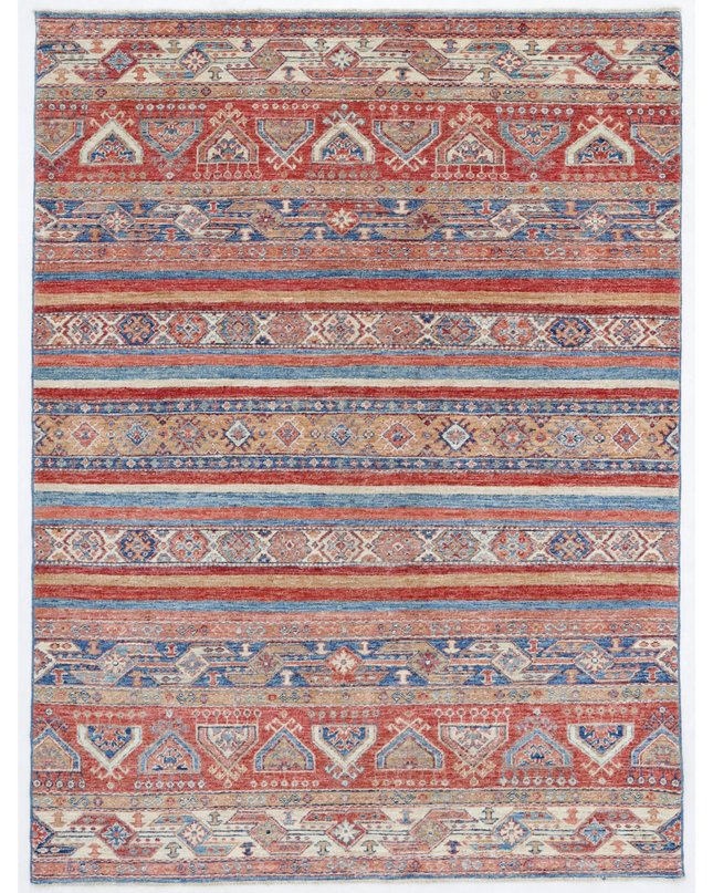 Hand Knotted Khurjeen Wool Rug 4' 11" X 6' 8"