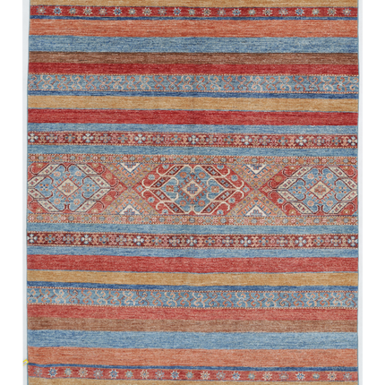 Hand Knotted Khurjeen Wool Rug 4' 10" X 6' 3"