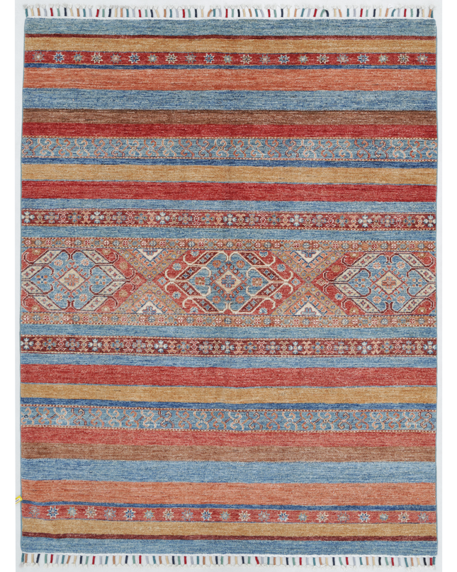 Hand Knotted Khurjeen Wool Rug 4' 10" X 6' 3"