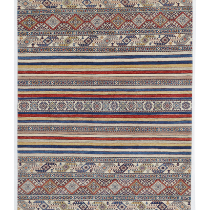 Hand Knotted Khurjeen Wool Rug 5' 0" X 6' 6"