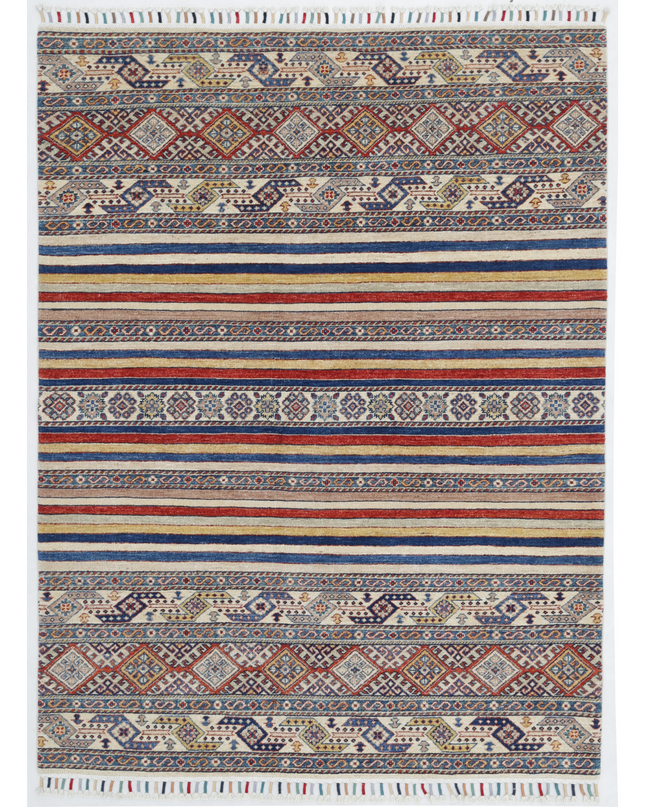 Hand Knotted Khurjeen Wool Rug 5' 0" X 6' 6"