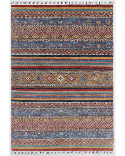 Hand Knotted Khurjeen Wool Rug 5' 6" X 8' 1"