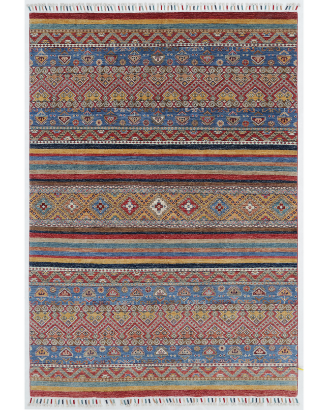 Hand Knotted Khurjeen Wool Rug 5' 6" X 8' 1"