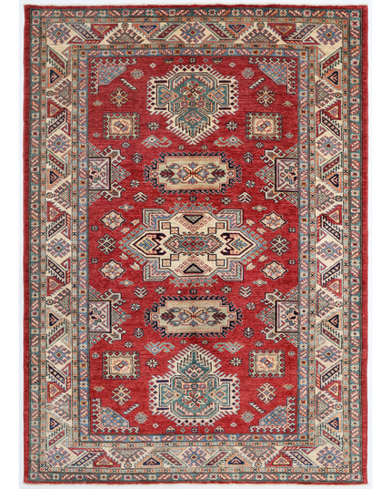 Hand Knotted Kazak Wool Rug 5' 7" X 7' 9"