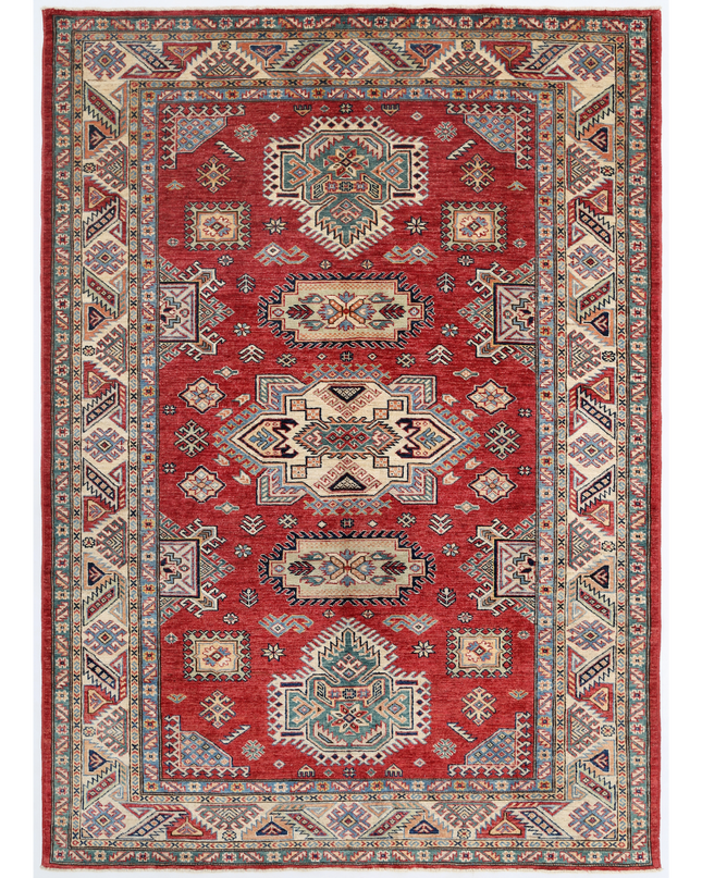 Hand Knotted Kazak Wool Rug 5' 7" X 7' 9"