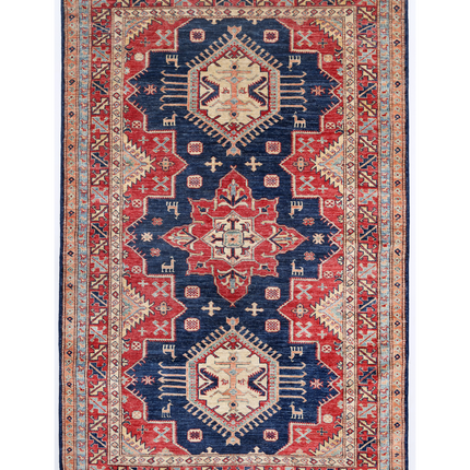 Hand Knotted Kazak Wool Rug 4' 9" X 7' 5"