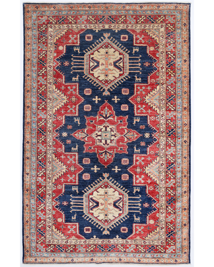 Hand Knotted Kazak Wool Rug 4' 9" X 7' 5"