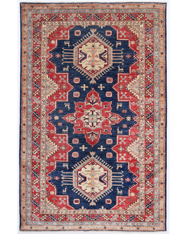 Hand Knotted Kazak Wool Rug 4' 9" X 7' 5"