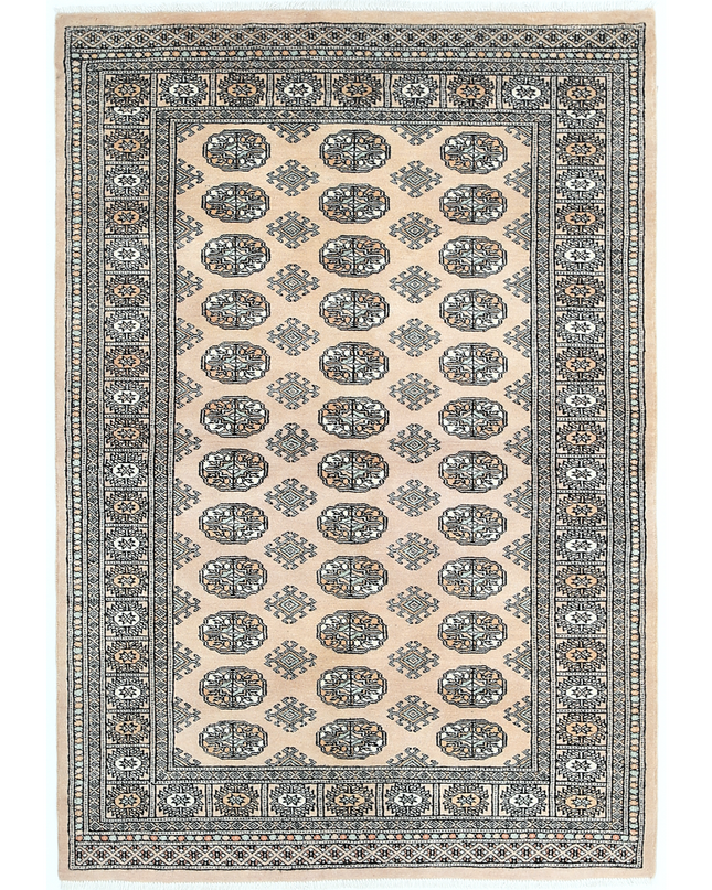 Hand Knotted Bokhara Wool Rug 4' 0" X 5' 9"
