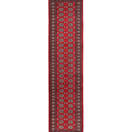 Hand Knotted Bokhara Wool Rug 3' 9" X 12' 3"