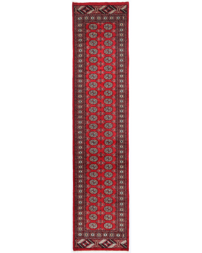 Hand Knotted Bokhara Wool Rug 3' 9" X 12' 3"