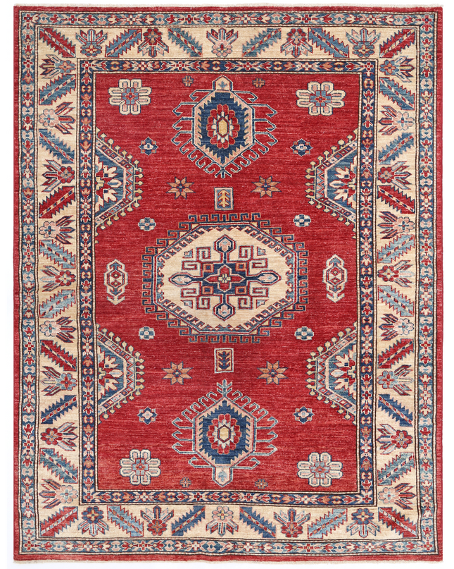 Hand Knotted Kazak Wool Rug 4' 11" X 6' 4"