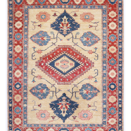 Hand Knotted Kazak Wool Rug 4' 11" X 6' 4"
