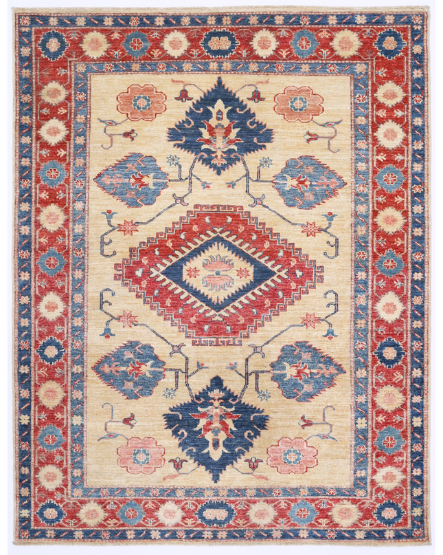 Hand Knotted Kazak Wool Rug 4' 11" X 6' 4"