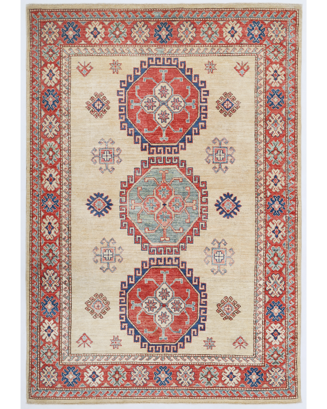 Hand Knotted Kazak Wool Rug 4' 11" X 7' 1"