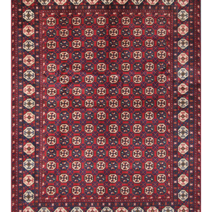 Hand Knotted Afghan Wool Rug 6' 10" X 9' 3"