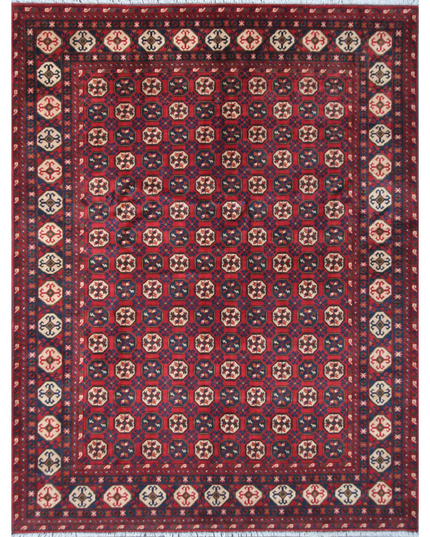Hand Knotted Afghan Wool Rug 6' 10" X 9' 3"