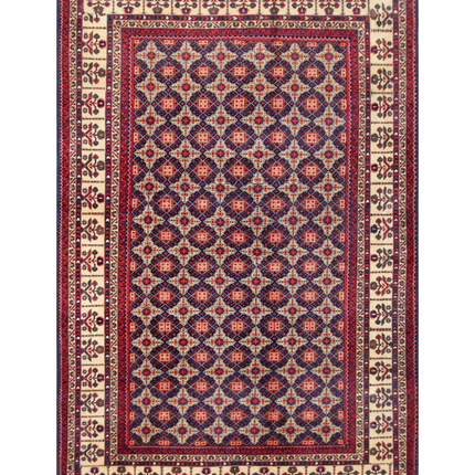 Hand Knotted Afghan Wool Rug 6' 3" X 9' 7"