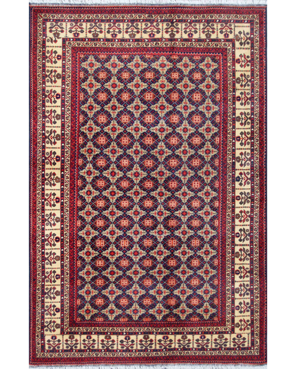 Hand Knotted Afghan Wool Rug 6' 3" X 9' 7"