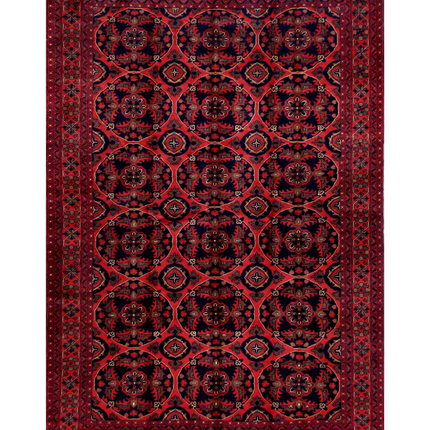 Hand Knotted Afghan Wool Rug 6' 10" X 9' 11"