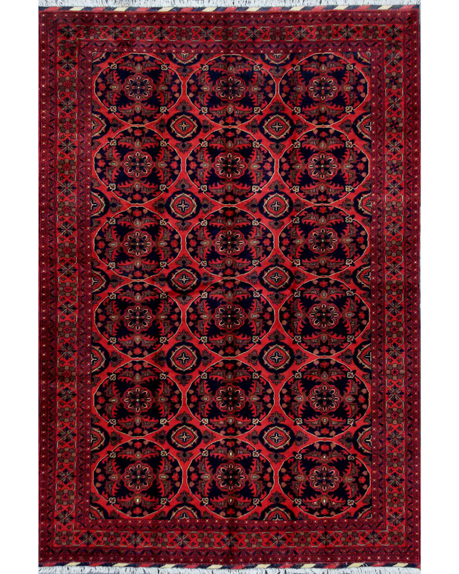 Hand Knotted Afghan Wool Rug 6' 10" X 9' 11"