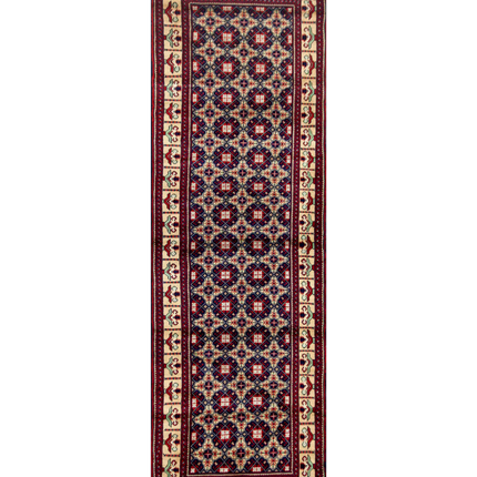 Hand Knotted Afghan Wool Rug 3' 3" X 9' 6"