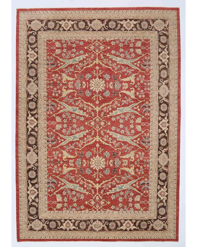 Hand Knotted Ziegler Wool Rug 9' 9" X 13' 9"