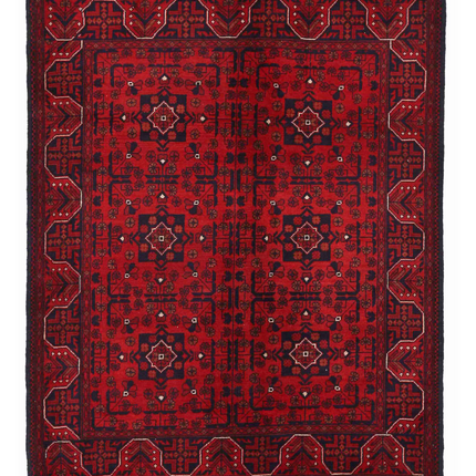 Hand Knotted Afghan Wool Rug 4' 1" X 6' 2"