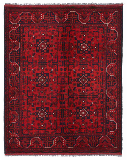 Hand Knotted Afghan Wool Rug 4' 1" X 6' 2"