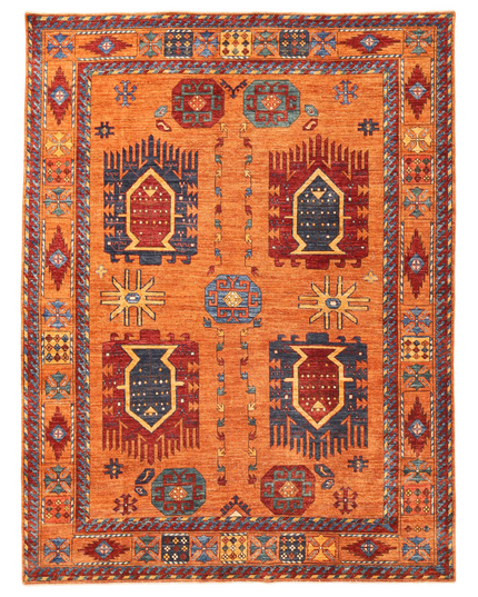 Hand Knotted Humna Wool Rug 7' 2" X 9' 4"
