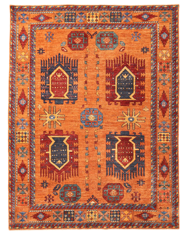 Hand Knotted Humna Wool Rug 7' 2" X 9' 4"