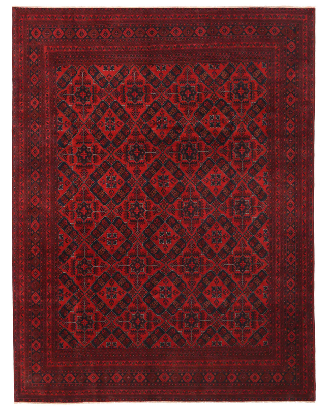 Hand Knotted Afghan Wool Rug 8' 4" X 11' 2"