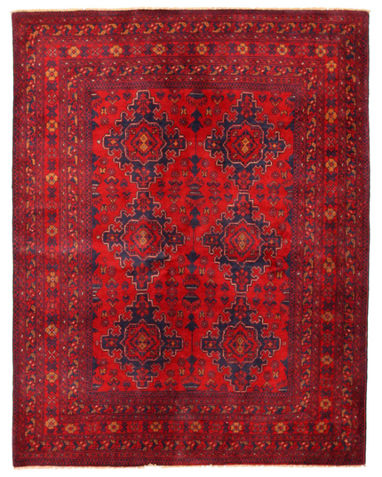 Hand Knotted Afghan Wool Rug 5' 0" X 6' 4"