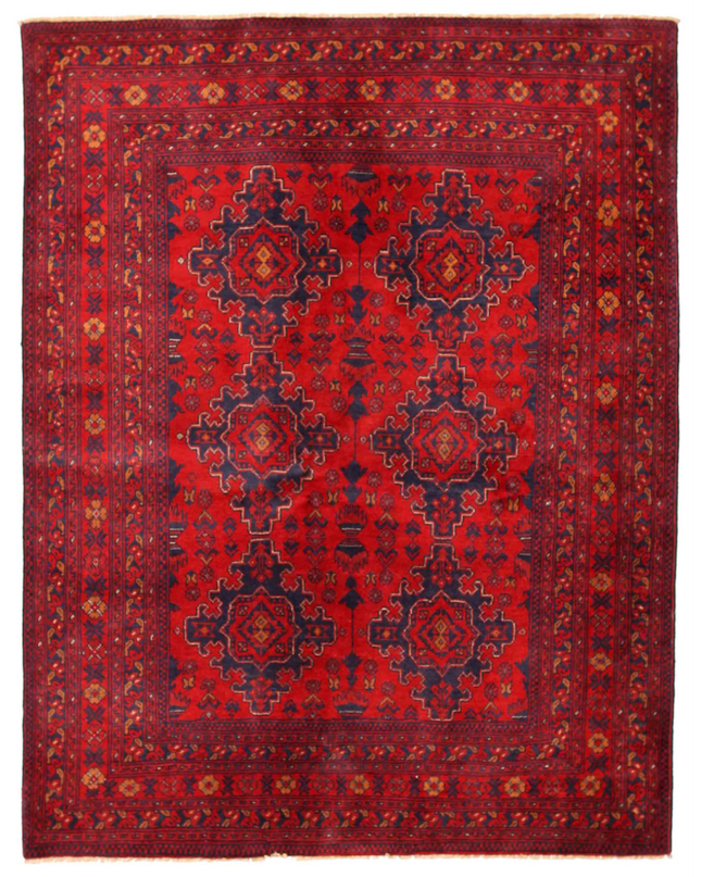Hand Knotted Afghan Wool Rug 5' 0" X 6' 4"