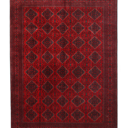 Hand Knotted Afghan Wool Rug 9' 7" X 13' 2"