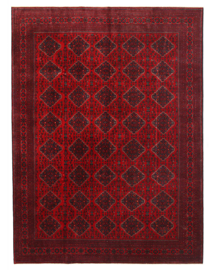 Hand Knotted Afghan Wool Rug 9' 7" X 13' 2"