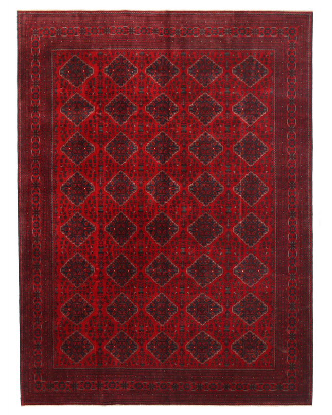 Hand Knotted Afghan Wool Rug 9' 7" X 13' 2"
