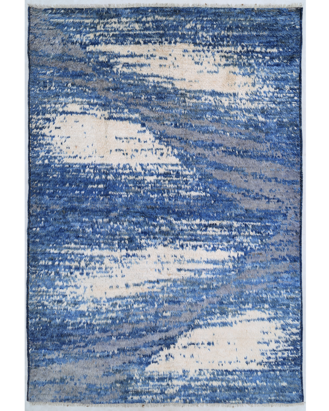 Hand Knotted Moroccan Wool Rug 6' 4" X 9' 6"