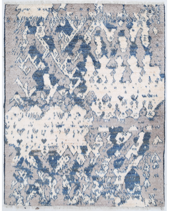 Hand Knotted Moroccan Wool Rug 4' 10" X 6' 2"
