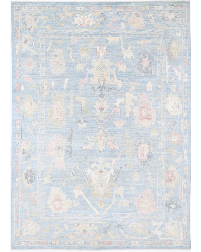Hand Knotted Oushak Wool Rug 10' 2" X 14' 5"