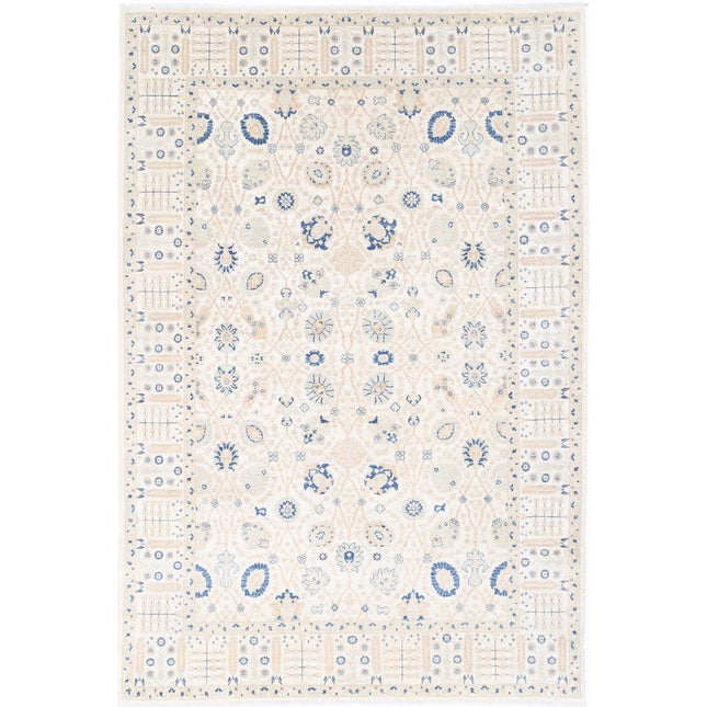 Ariana Collection Hand Knotted Ivory 6'5" X 9'10" Rectangle Haji Jalili Design Wool Rug